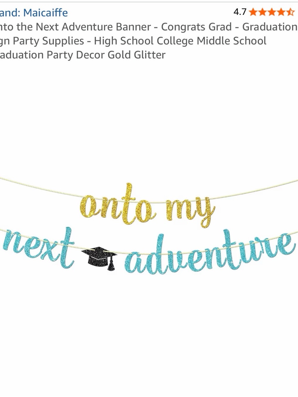 Gold and Teal 'Onto My Next Adventure' Graduation Banner